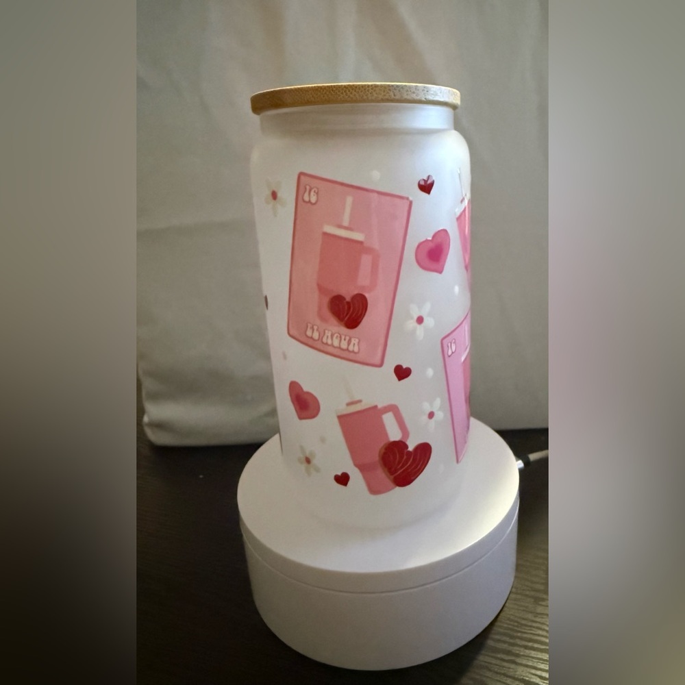 Pink Heart Pattern Tumbler
